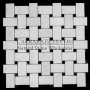 Statuary Marble Italian White Statuario Basketweave Mosaic Tile with Negro Marquina Black Dots Polished